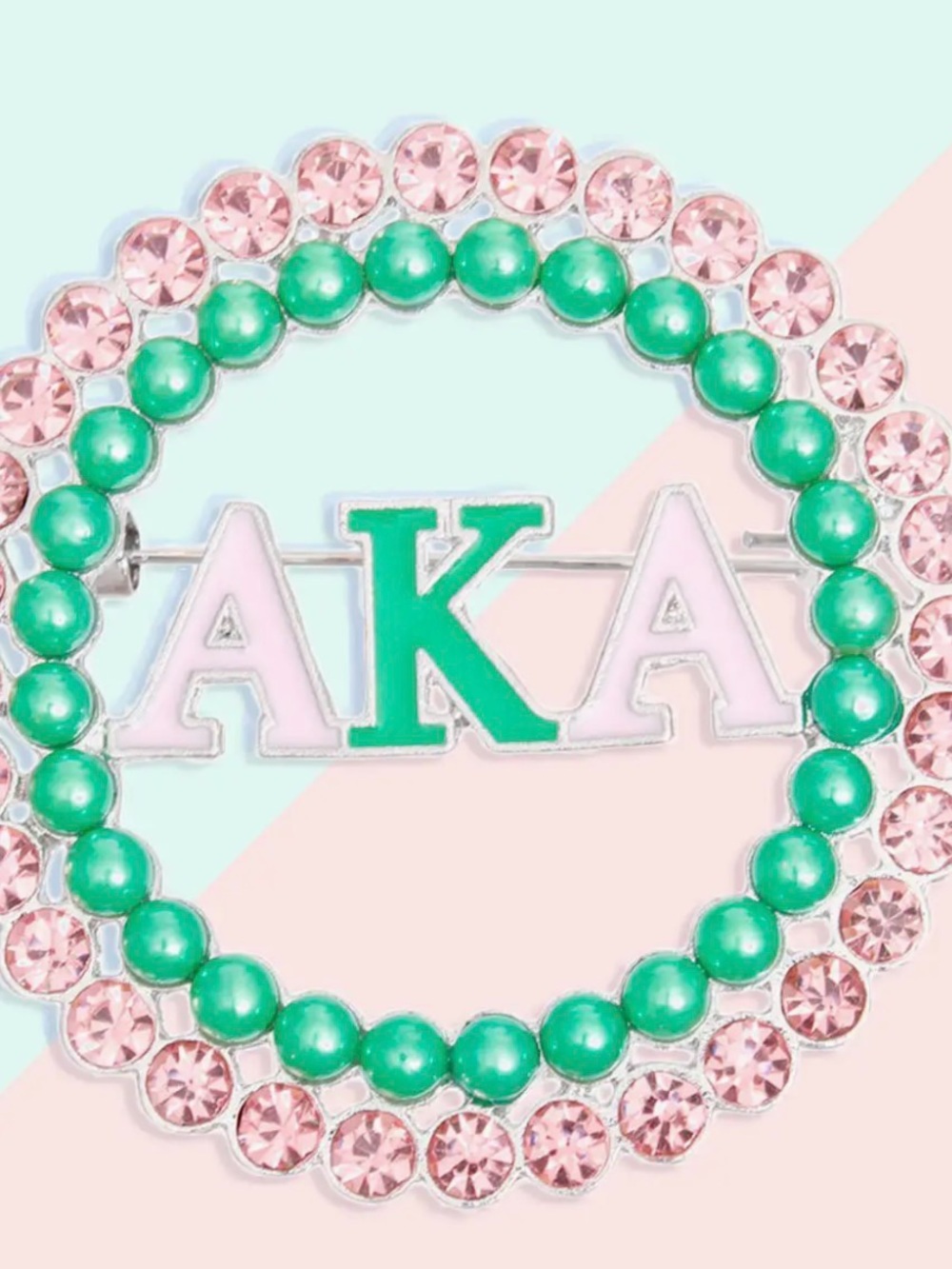 AKA‎ Pink and Green Sorority Pin